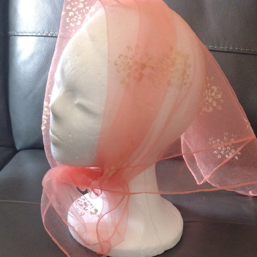 Vintage Sheer Scarf - Peach-Pink